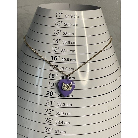 Dainty Silver Tone Purple Heart Fox Locket Necklace - Picture 2 of 8
